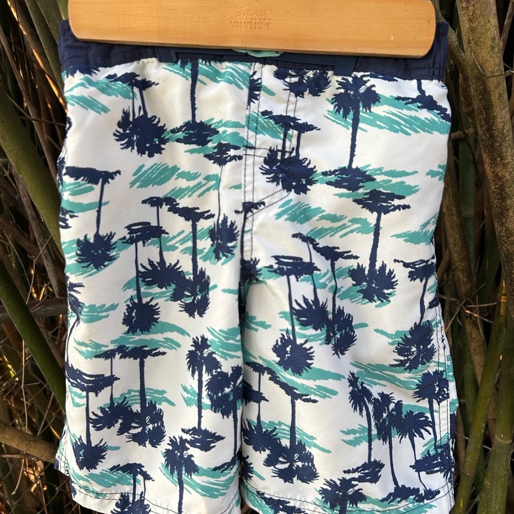 Tropical Palm Tree Print Swim Trunk Shorts